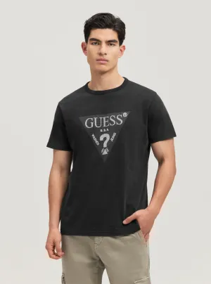 Eco Black Treated Triangle Logo T-Shirt Guess