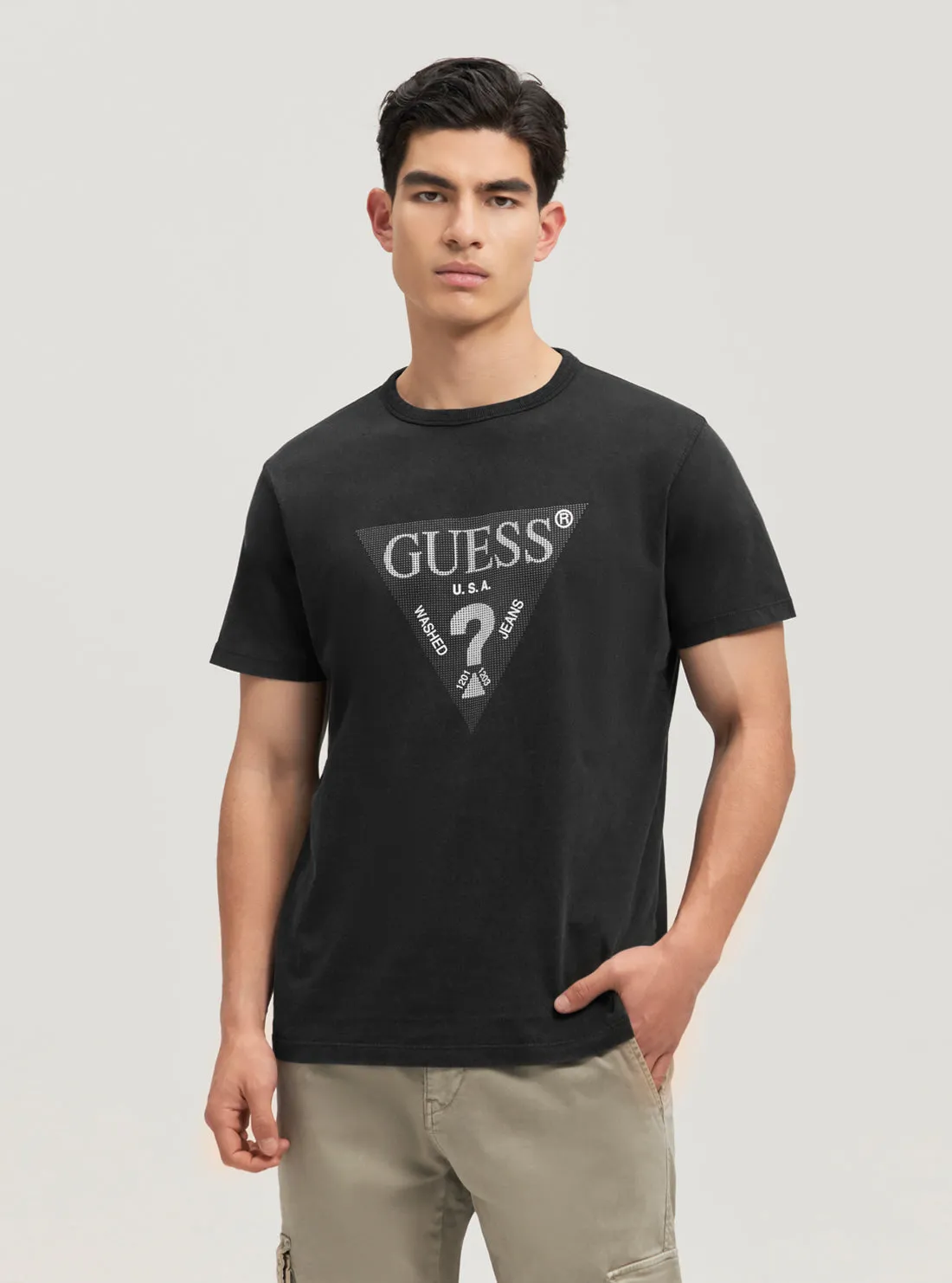Eco Black Treated Triangle Logo T-Shirt Guess