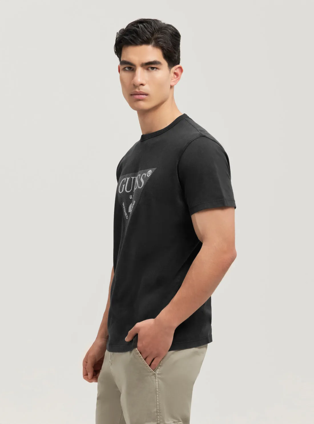 Eco Black Treated Triangle Logo T-Shirt Guess