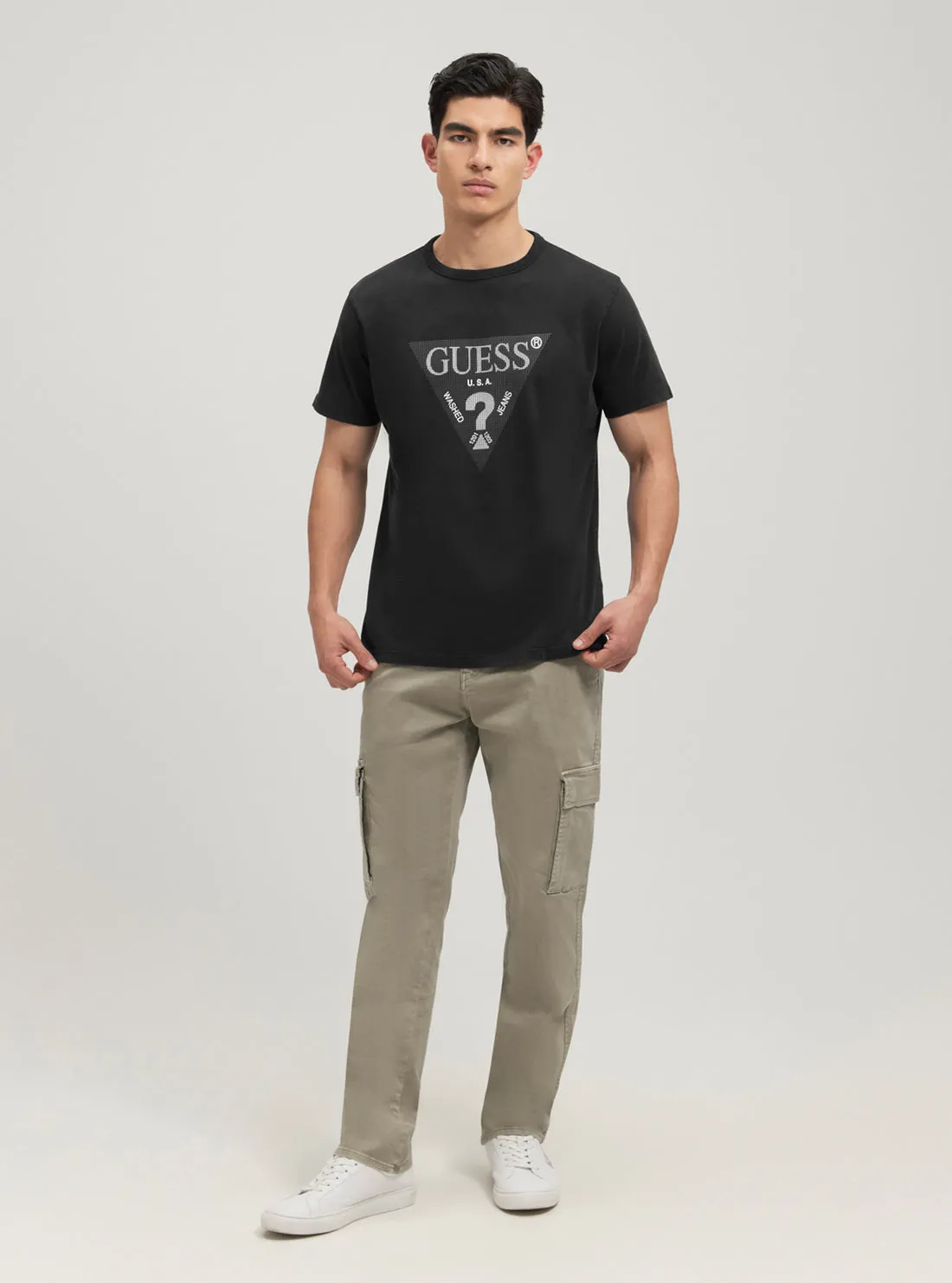 Eco Black Treated Triangle Logo T-Shirt Guess