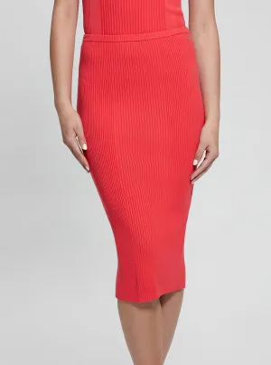 Eco Orange Sahara Rib Knit Skirt Guess