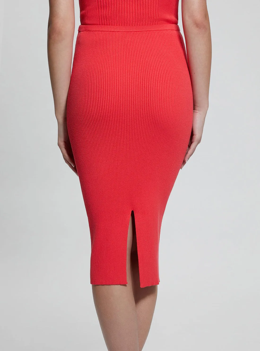 Eco Orange Sahara Rib Knit Skirt Guess