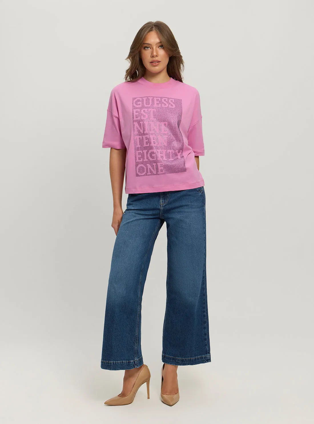 Eco Pink Shiny Box T-Shirt Guess
