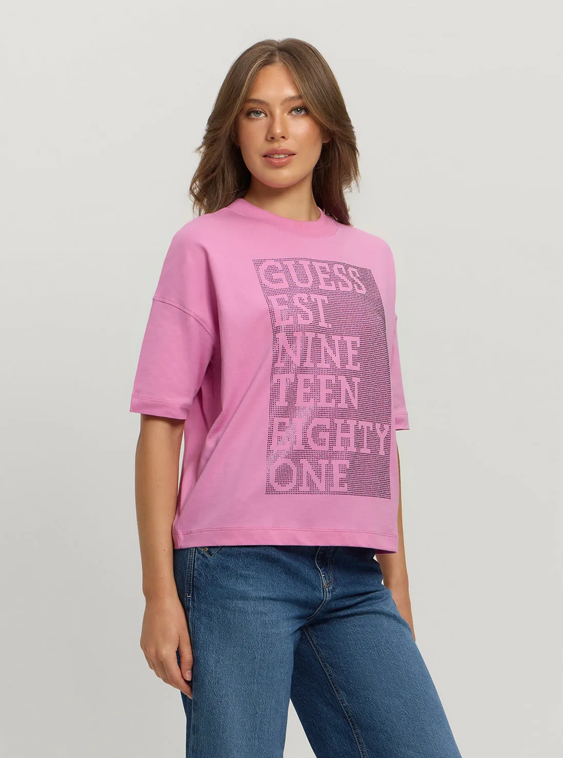 Eco Pink Shiny Box T-Shirt Guess