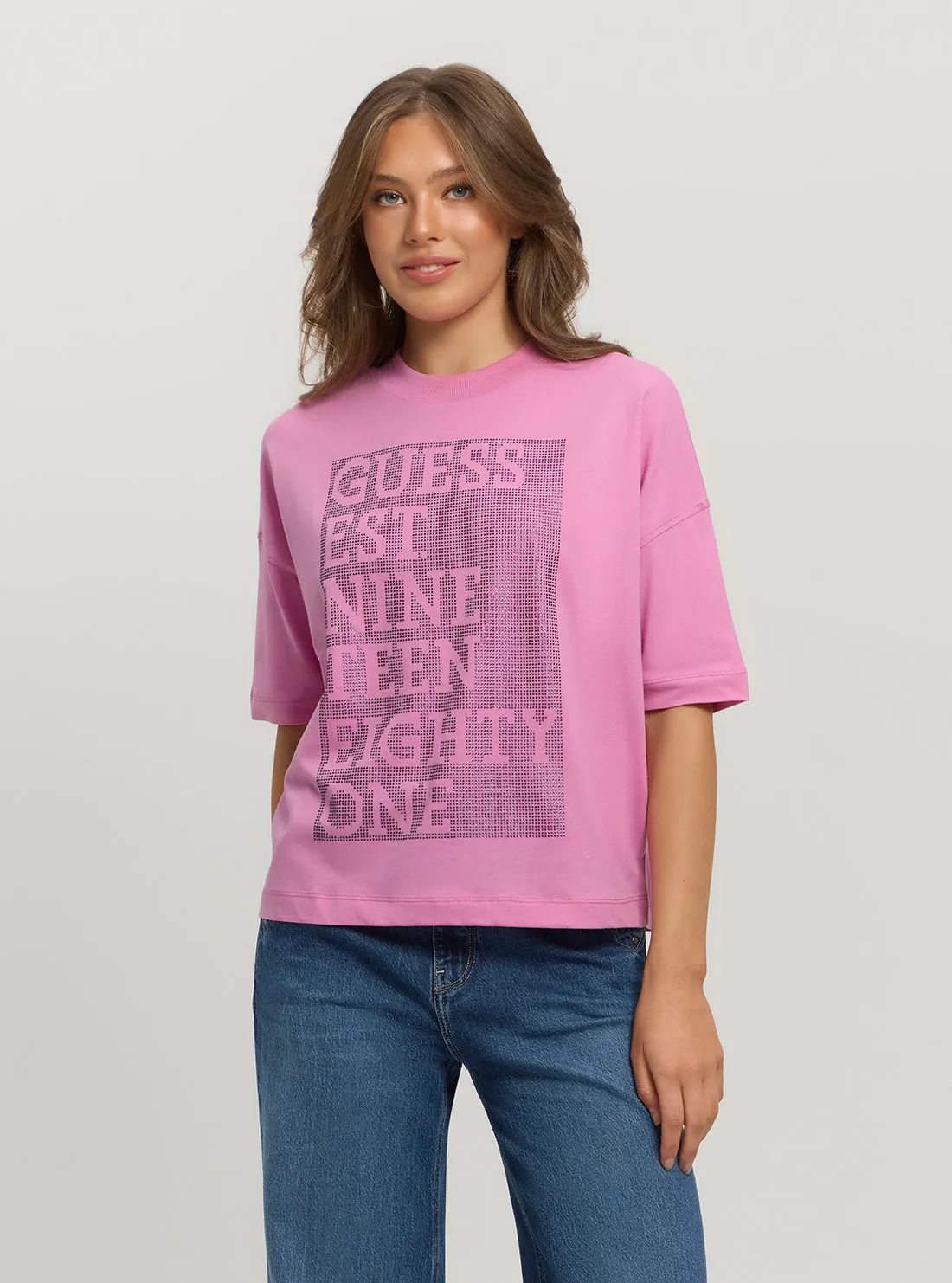 Eco Pink Shiny Box T-Shirt Guess