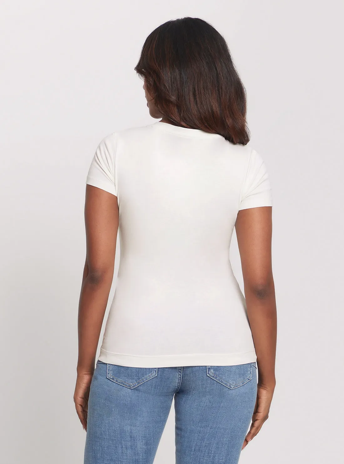 Eco White Flowers Logo T-Shirt Guess