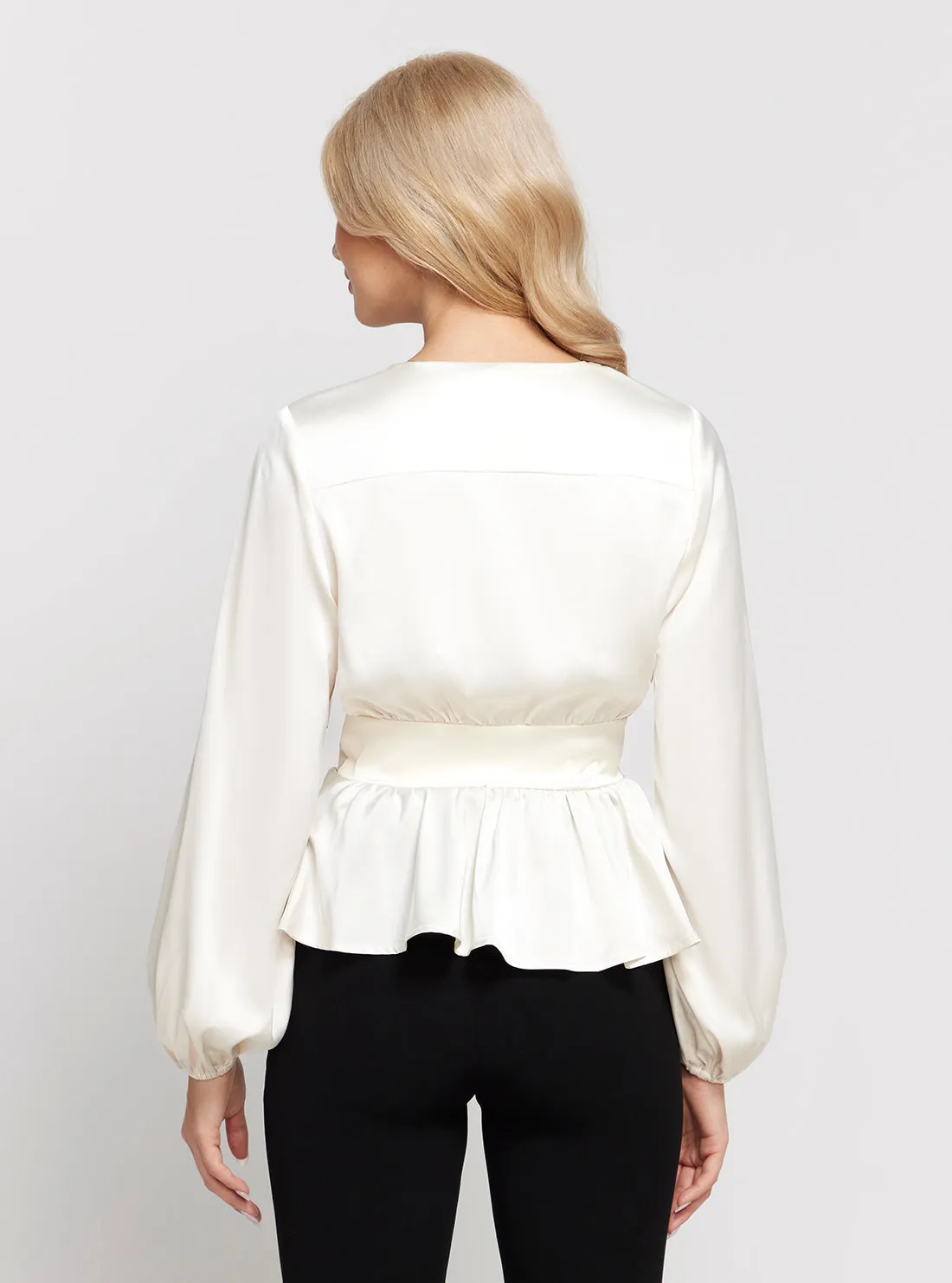 Eco White Juley Long Sleeve Front Tie Top Guess
