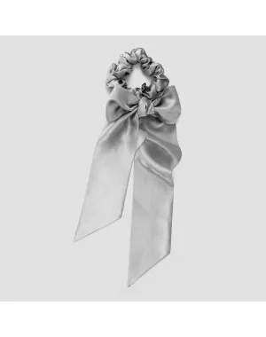Ella Silk Scrunchie Set With Tie | Silver TOGAS
