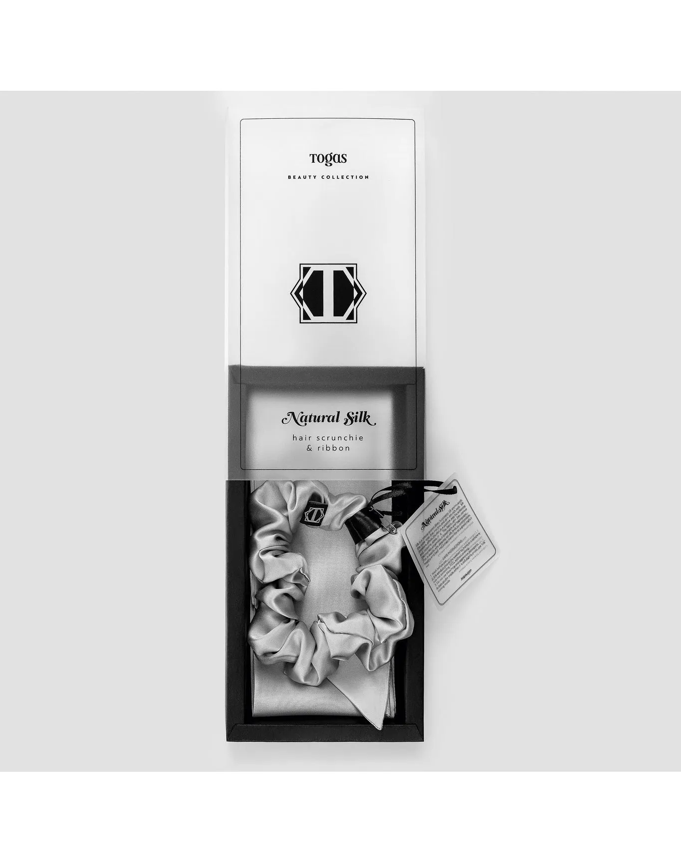 Ella Silk Scrunchie Set With Tie | Silver TOGAS