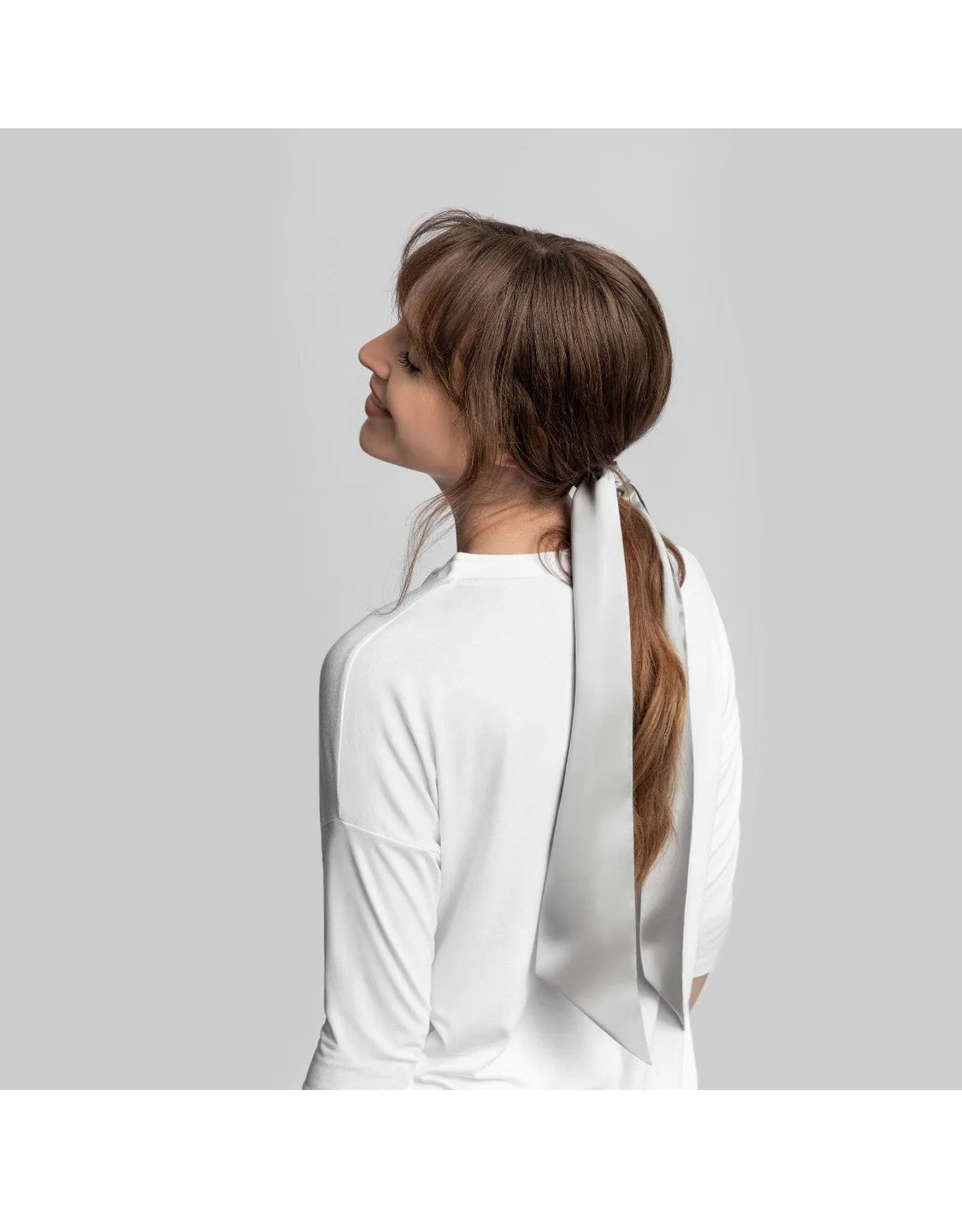 Ella Silk Scrunchie Set With Tie | Silver TOGAS