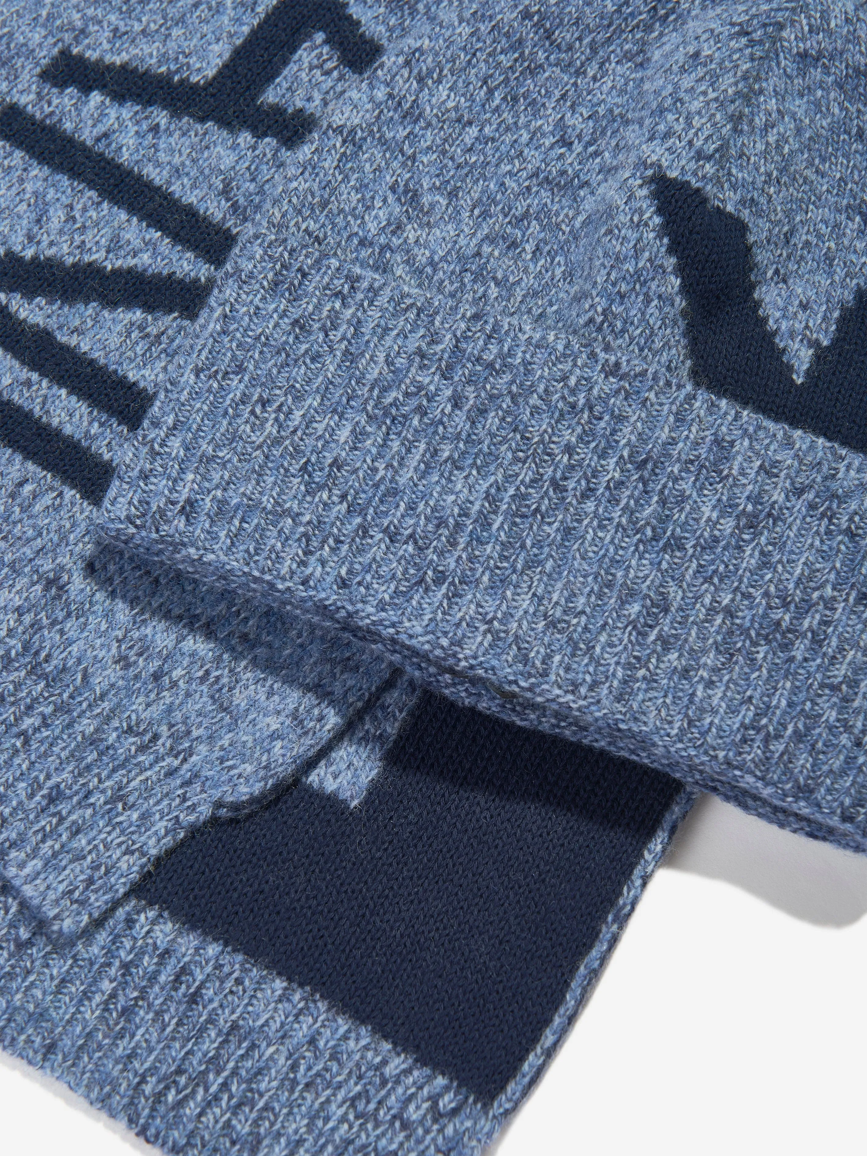 Emporio Armani Boys Knitetd Hat and Scarf Set in Blue