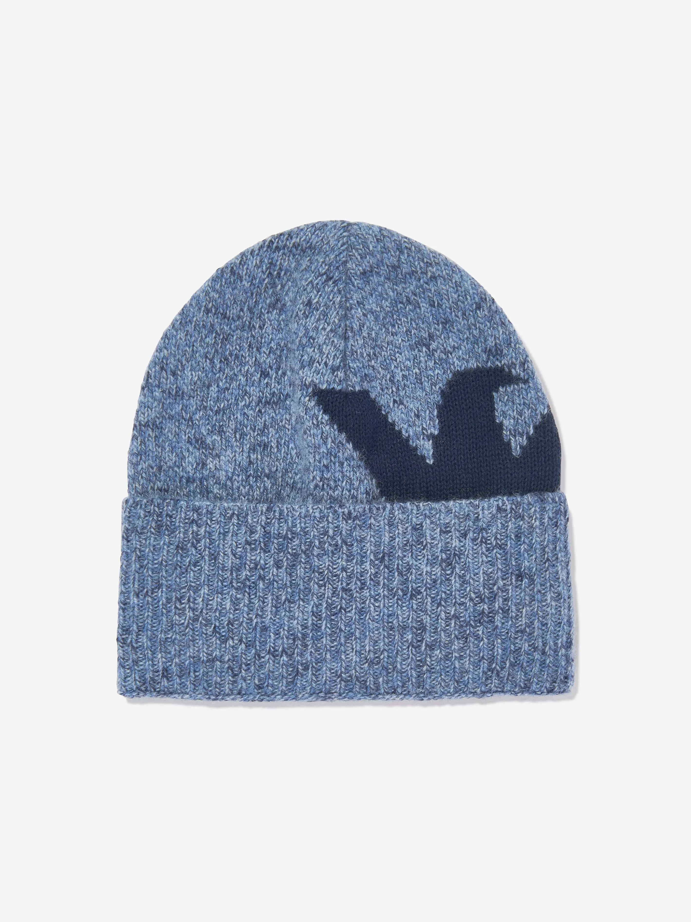 Emporio Armani Boys Knitetd Hat and Scarf Set in Blue