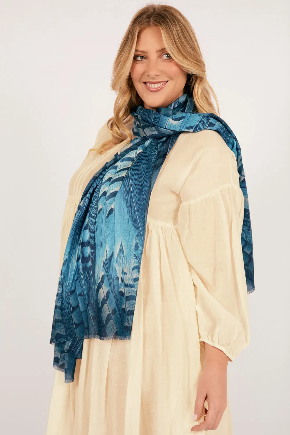 Feathered Azure Scarf Adrift