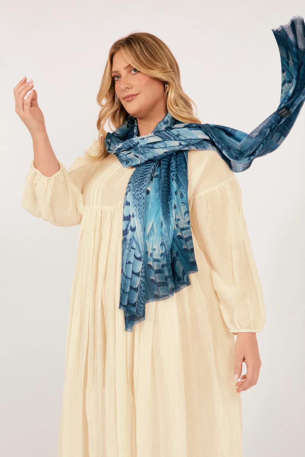 Feathered Azure Scarf Adrift