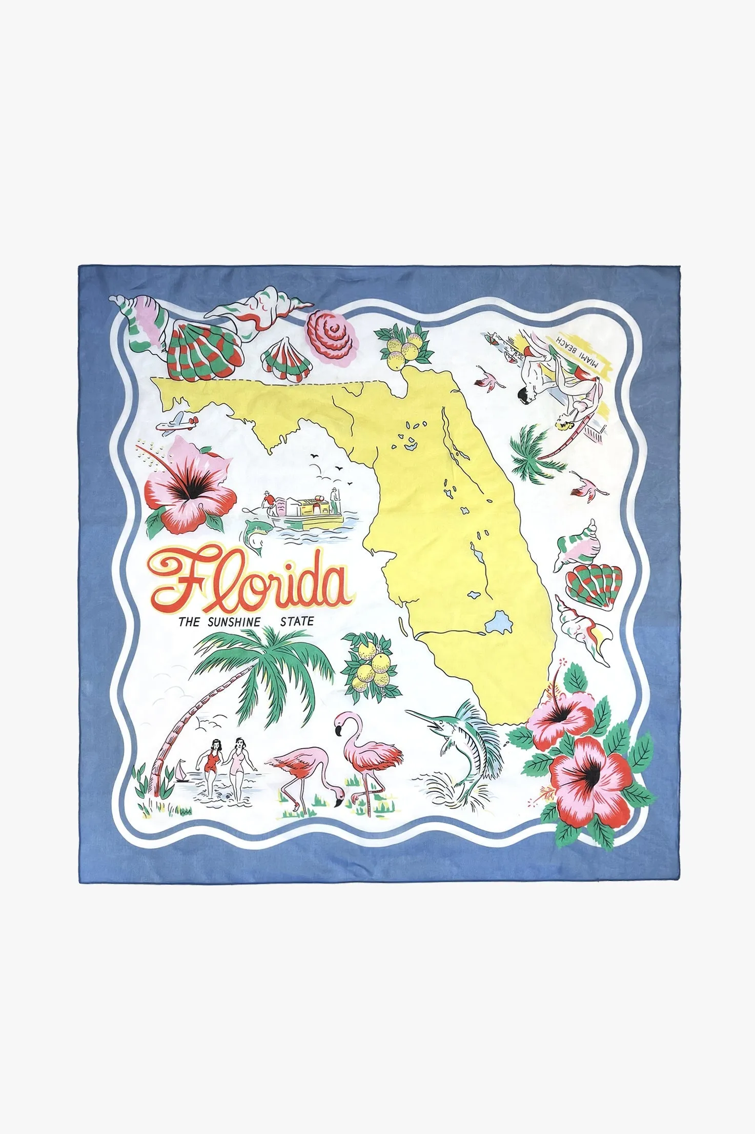 Florida Silk Voile Square Scarf- Blue Annasui