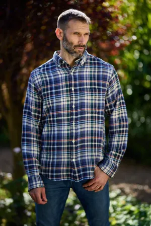 Gant Mens Waffle check shirt - Dusty navy