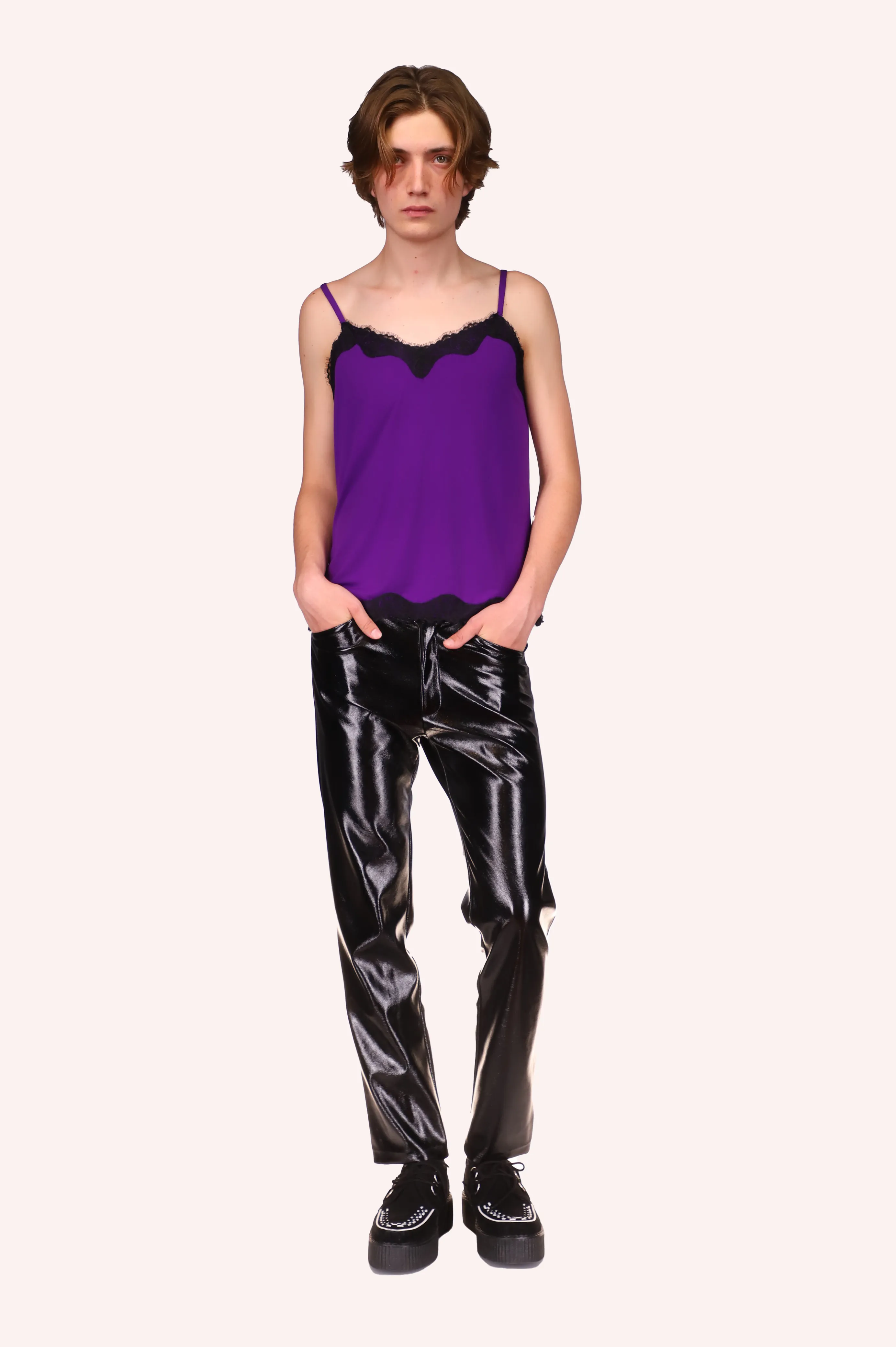 Genderless Black Patent Pants Annasui