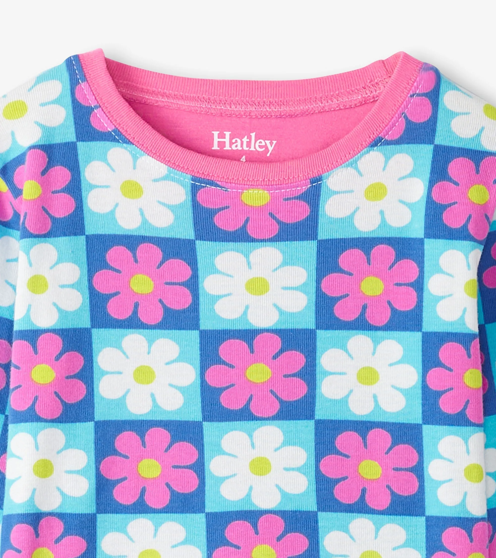 Girls Checkered Daisies Organic Cotton Pajama Set -Hatley