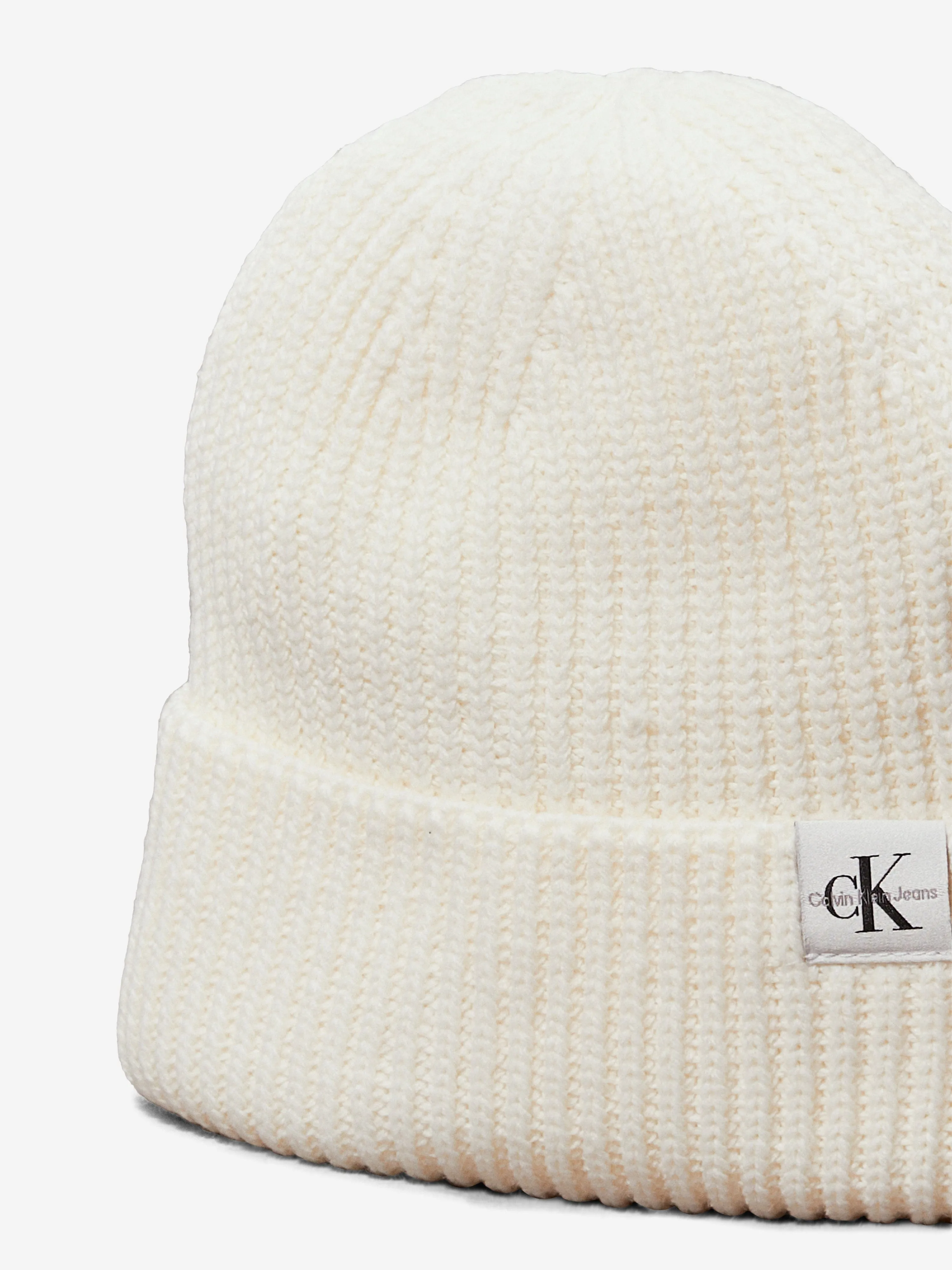 Girls Monogram Rib Scarf and Beanie Set in Ivory