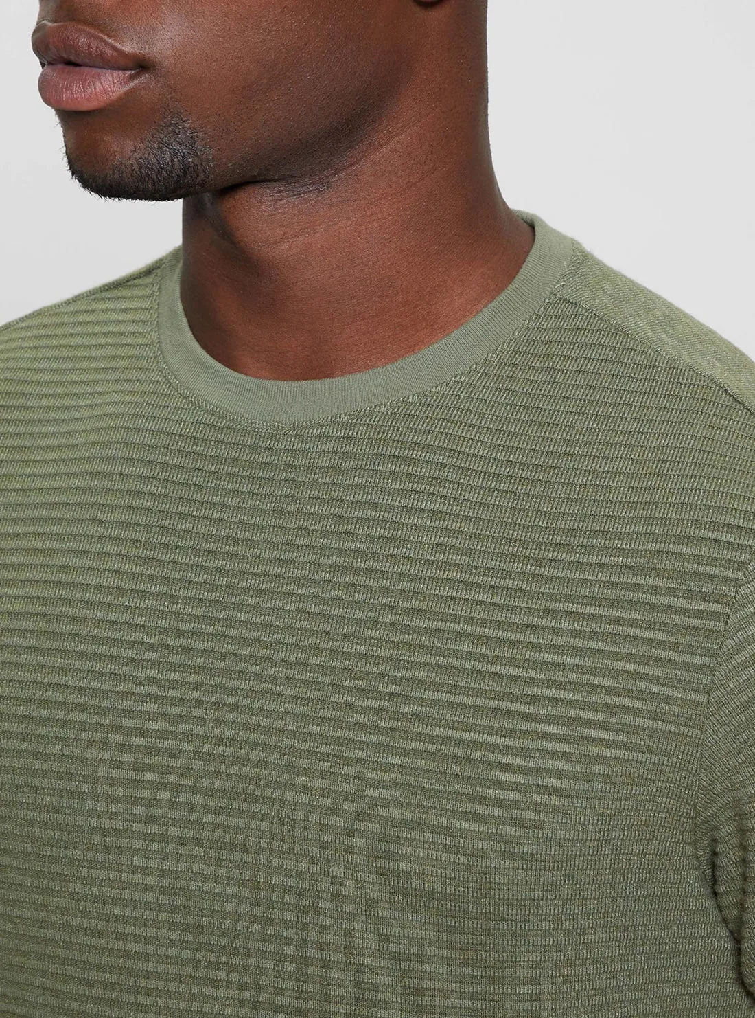 Green Hudson Linear Knit Jumper Guess