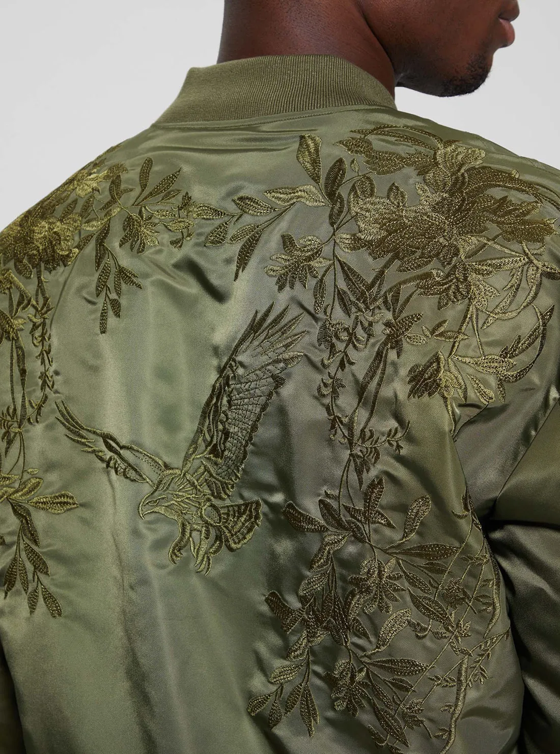 Green Twill Hawk Bomber Jacket Guess