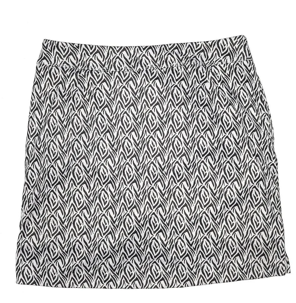 Greg Norman Black & White Animal Print Pull-on Golf Skort Size M MSP$79