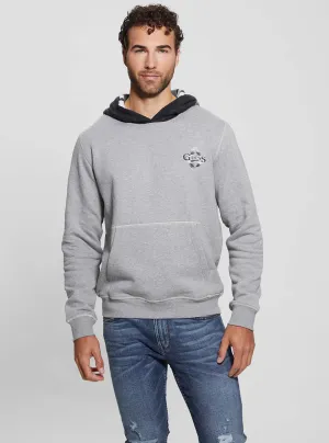 Grey Contrast Hoodie Jumper Guess