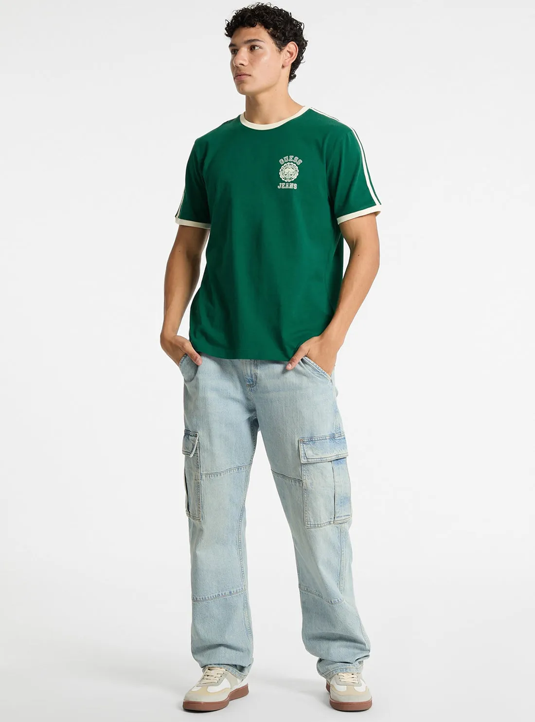Guess Jeans Green Contrast Trim T-Shirt Guess