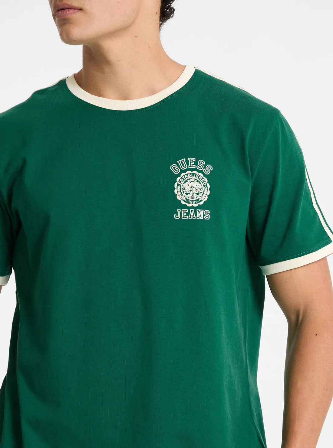 Guess Jeans Green Contrast Trim T-Shirt Guess