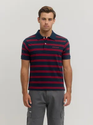 Guess Jeans Red Blue Stripes Polo T-Shirt Guess