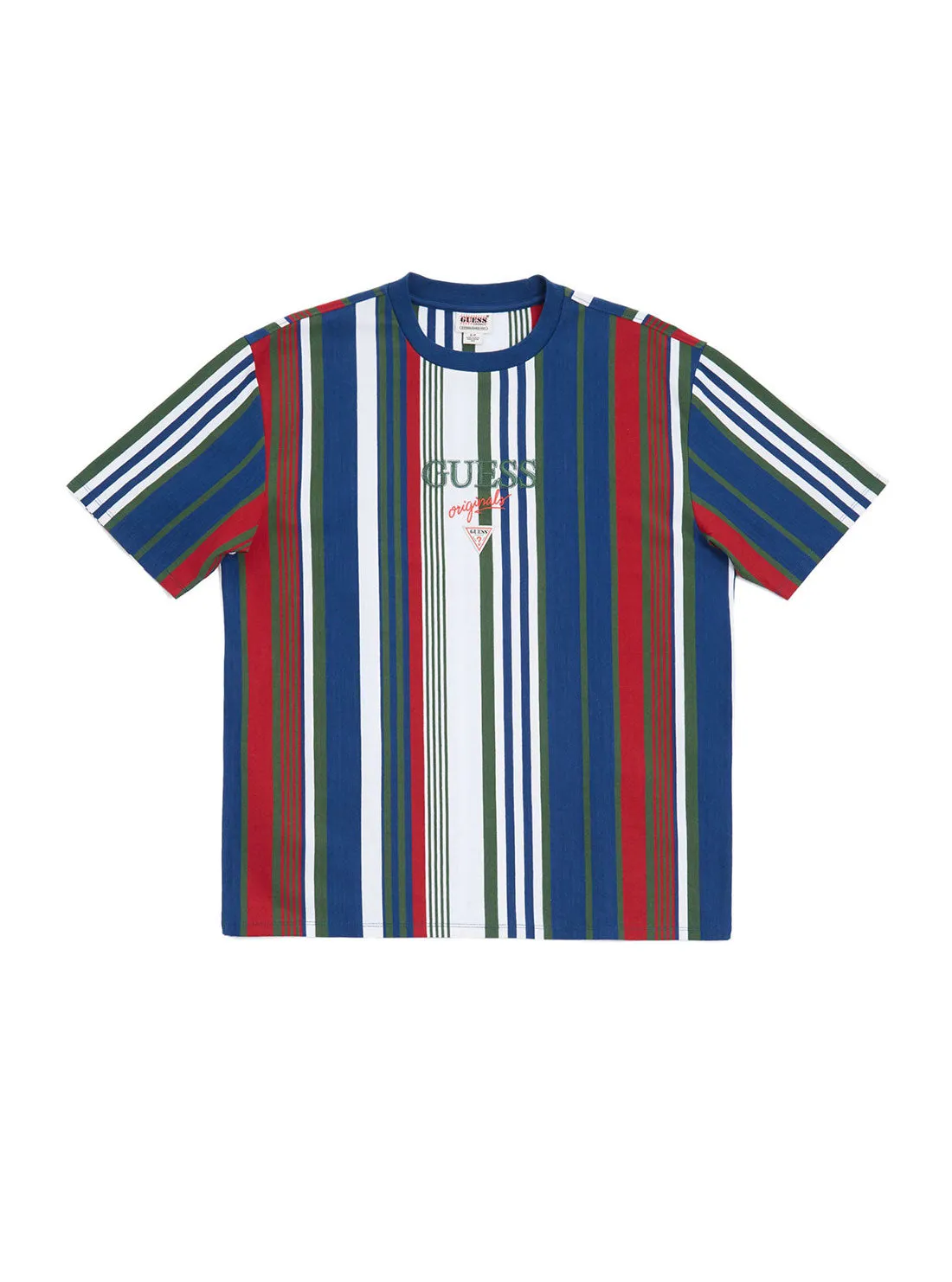 Guess Originals White Multi Pat Striped T-Shirt Guess