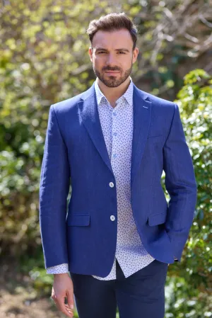 Gun Hill Mens Imola linen jacket - Navy marl