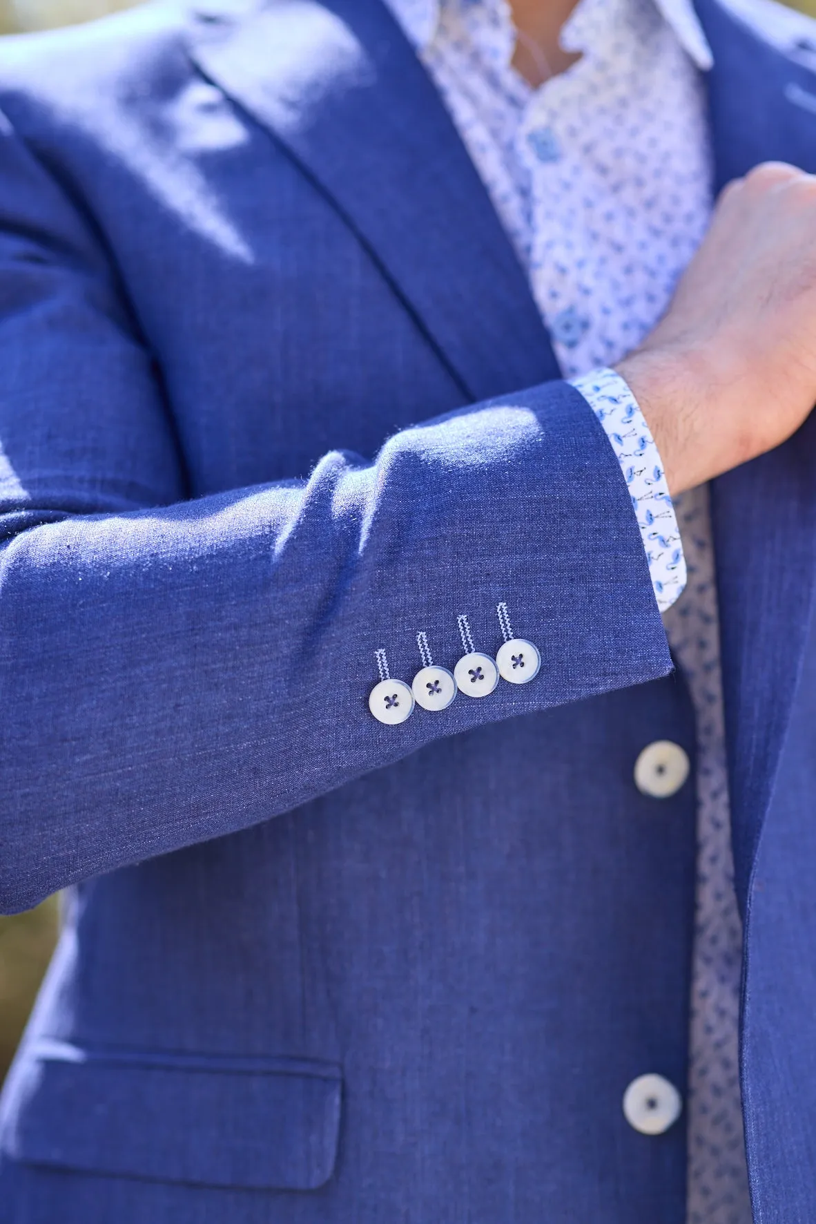 Gun Hill Mens Imola linen jacket - Navy marl