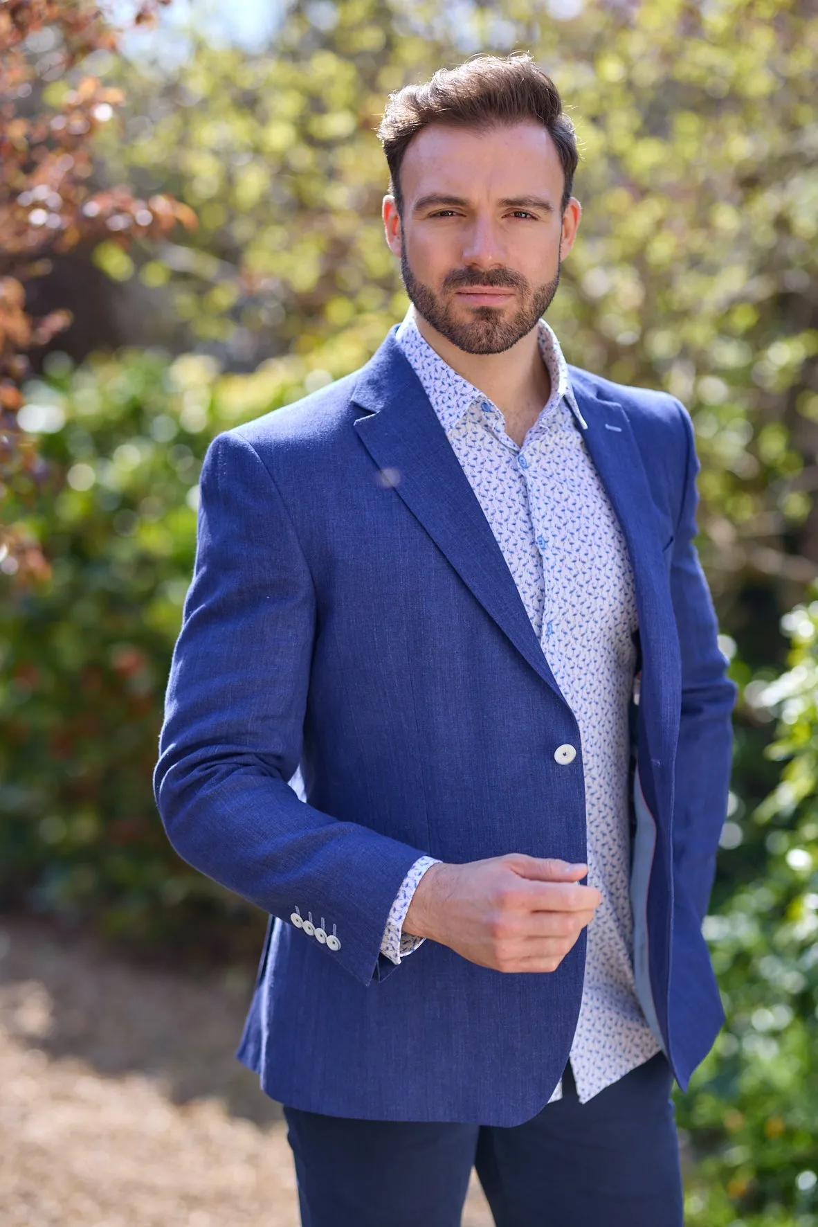 Gun Hill Mens Imola linen jacket - Navy marl