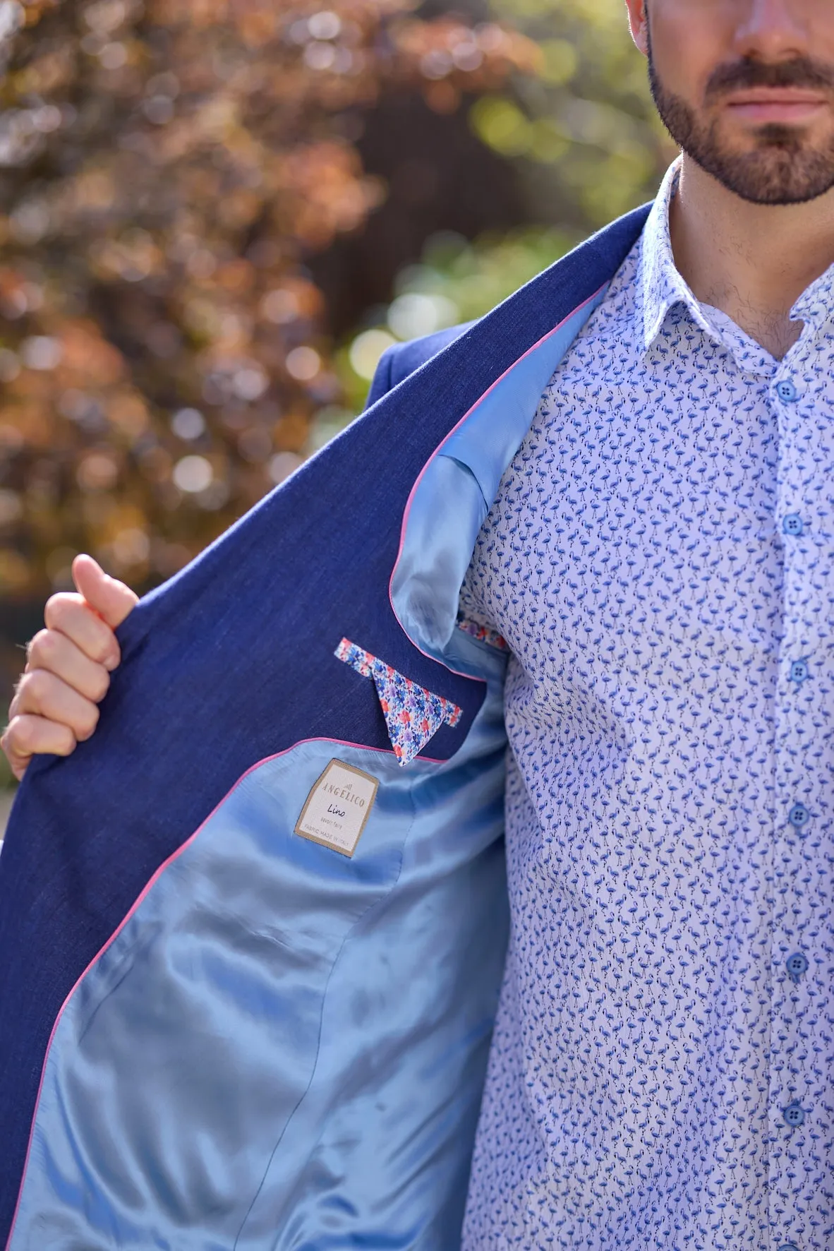 Gun Hill Mens Imola linen jacket - Navy marl