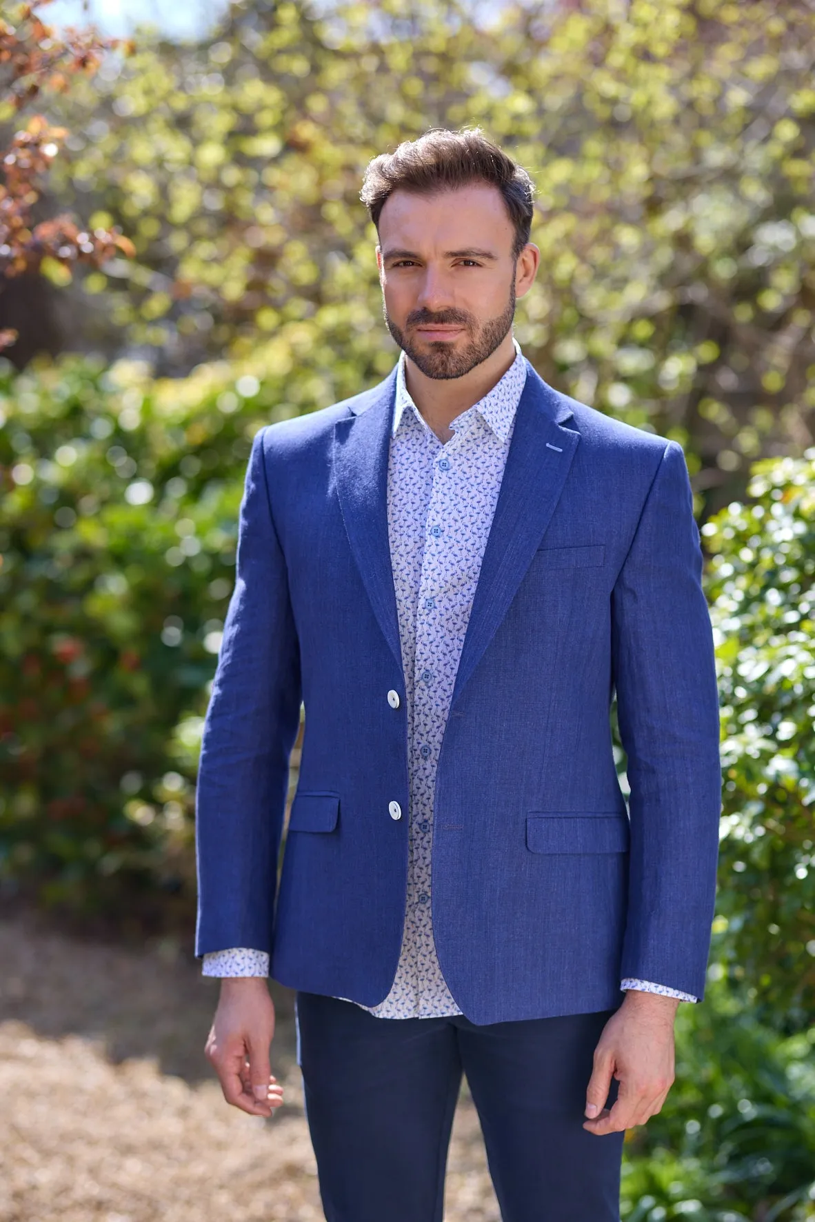 Gun Hill Mens Imola linen jacket - Navy marl