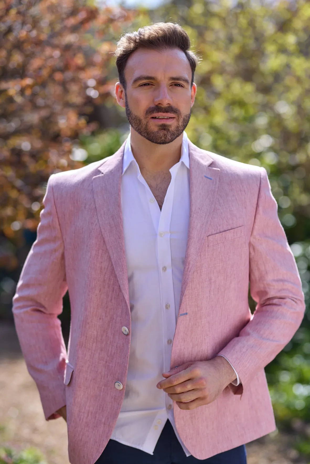 Gun Hill Mens Mugello linen Jacket - Pink