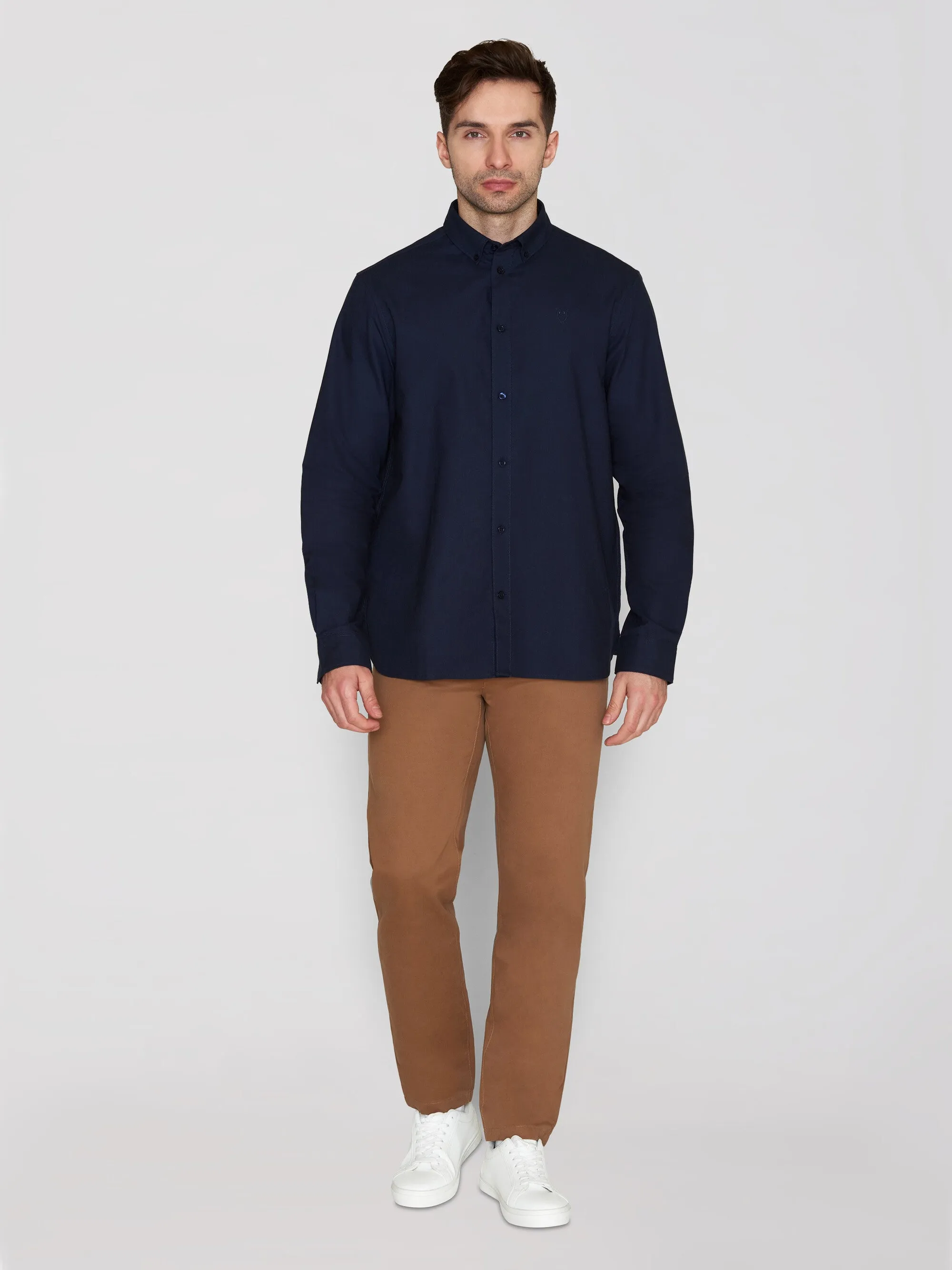 Harald Small Owl Oxford Regular Fit Shirt - GOTS/Vegan - Total Eclipse Knowledge Cotton