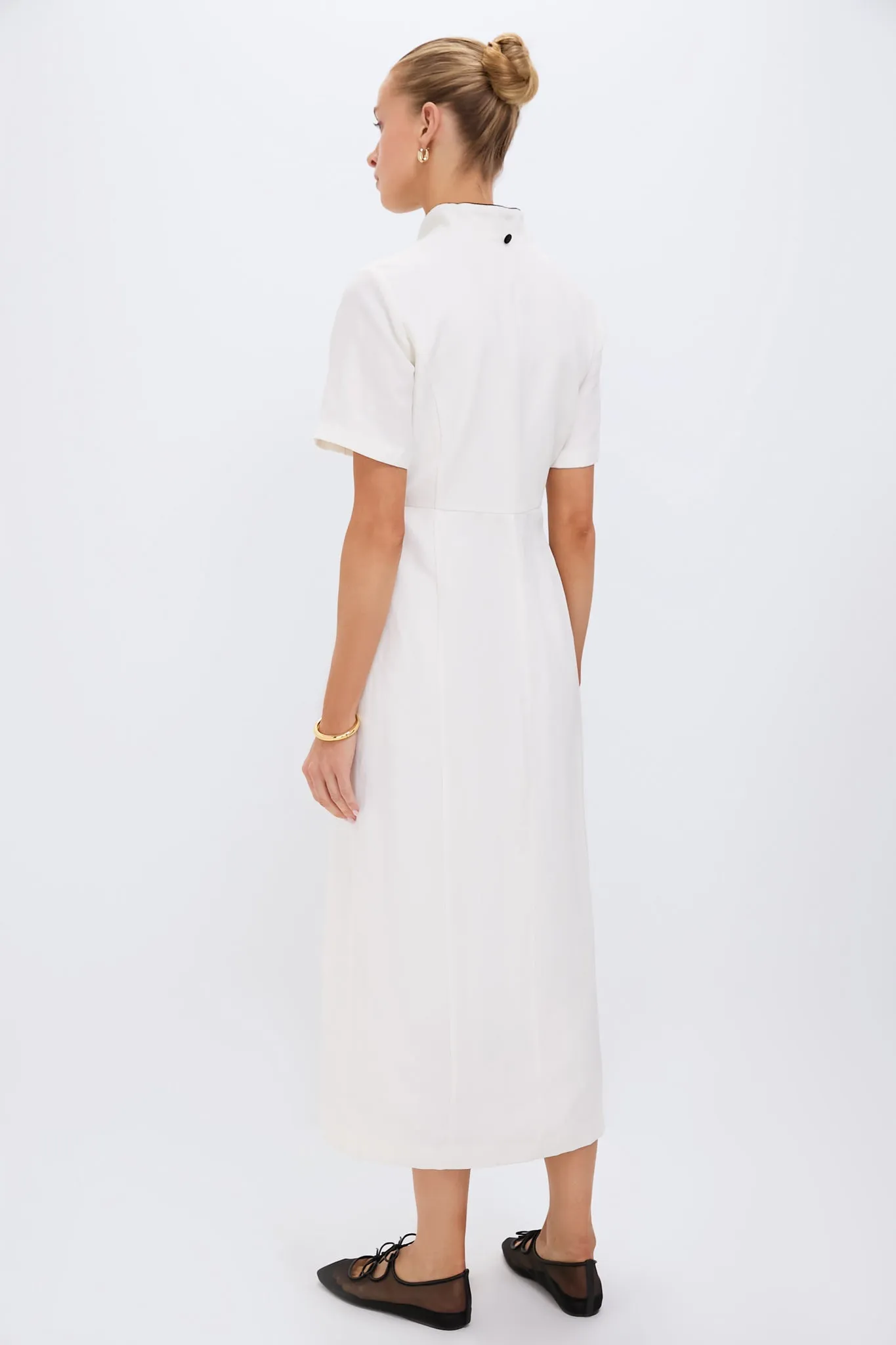 Ivory and Black Piped Etienne Dress