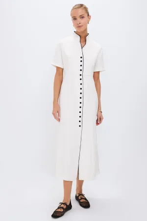 Ivory and Black Piped Etienne Dress