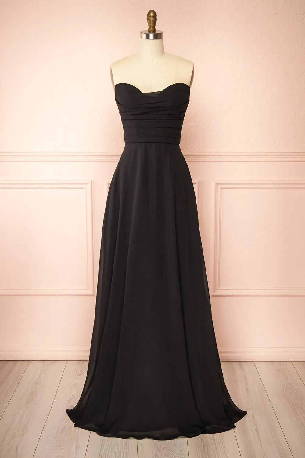 Janie Black | Chiffon Maxi Dress w/ Neck Scarf