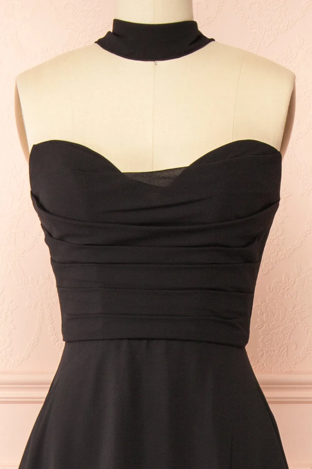 Janie Black | Chiffon Maxi Dress w/ Neck Scarf