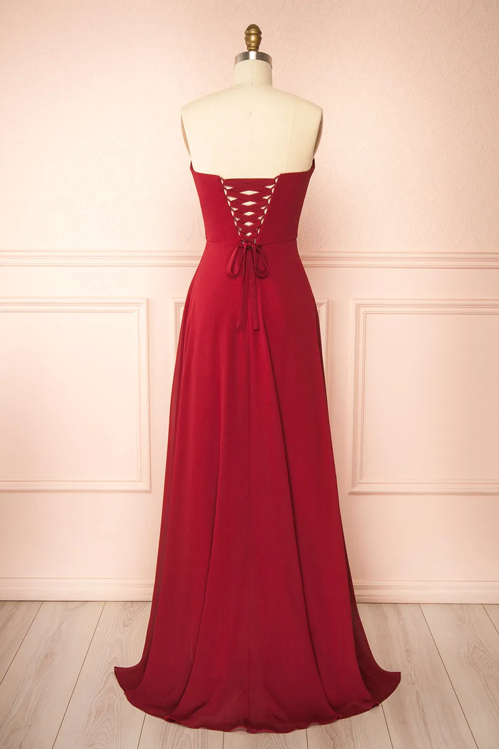 Janie Burgundy | Chiffon Maxi Dress w/ Neck Scarf