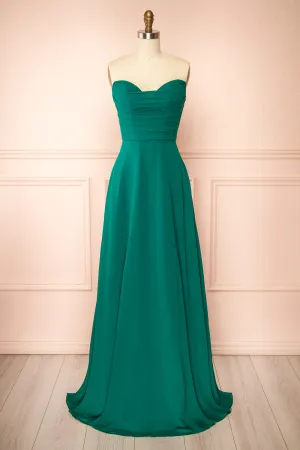 Janie Green | Chiffon Maxi Dress w/ Neck Scarf