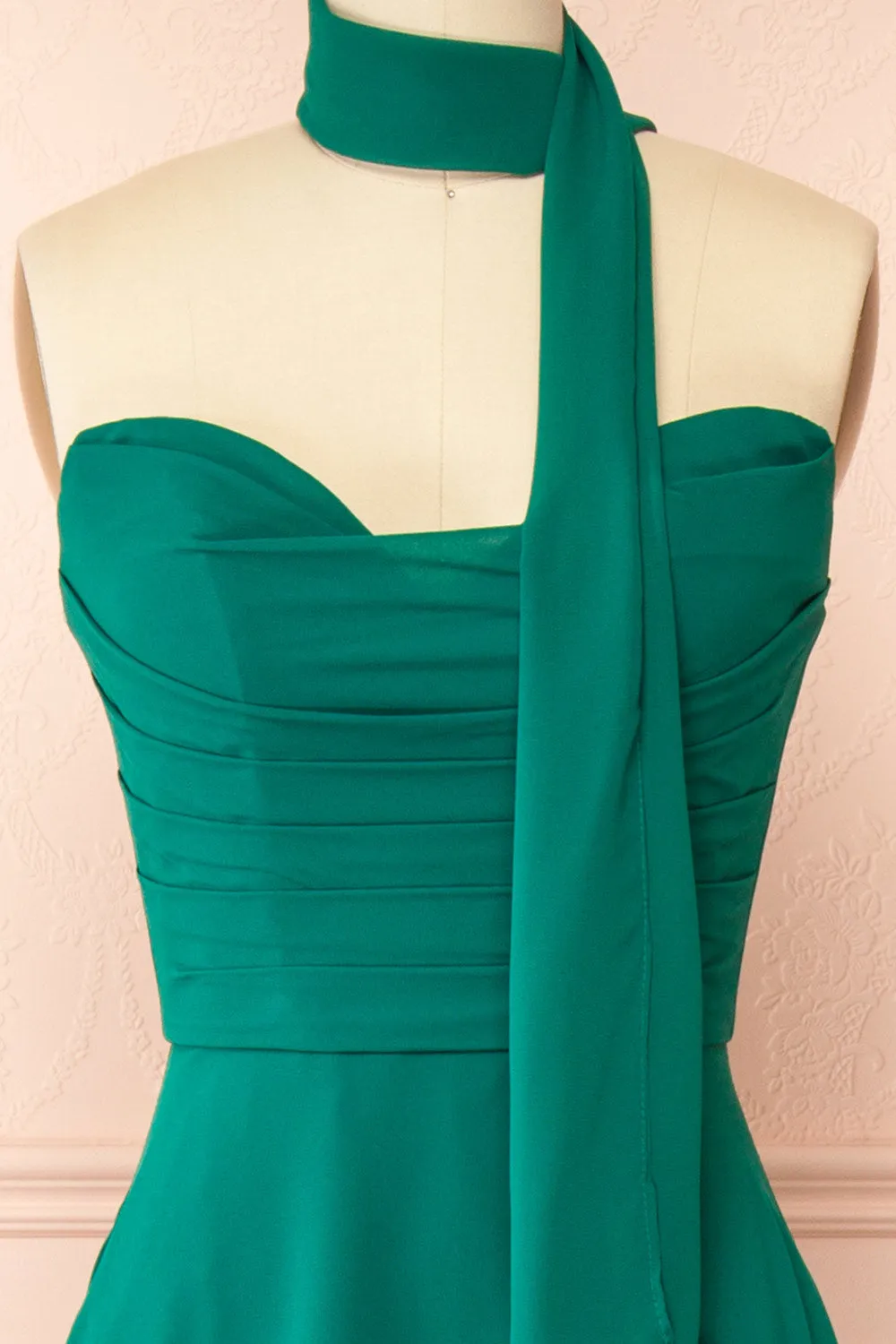 Janie Green | Chiffon Maxi Dress w/ Neck Scarf