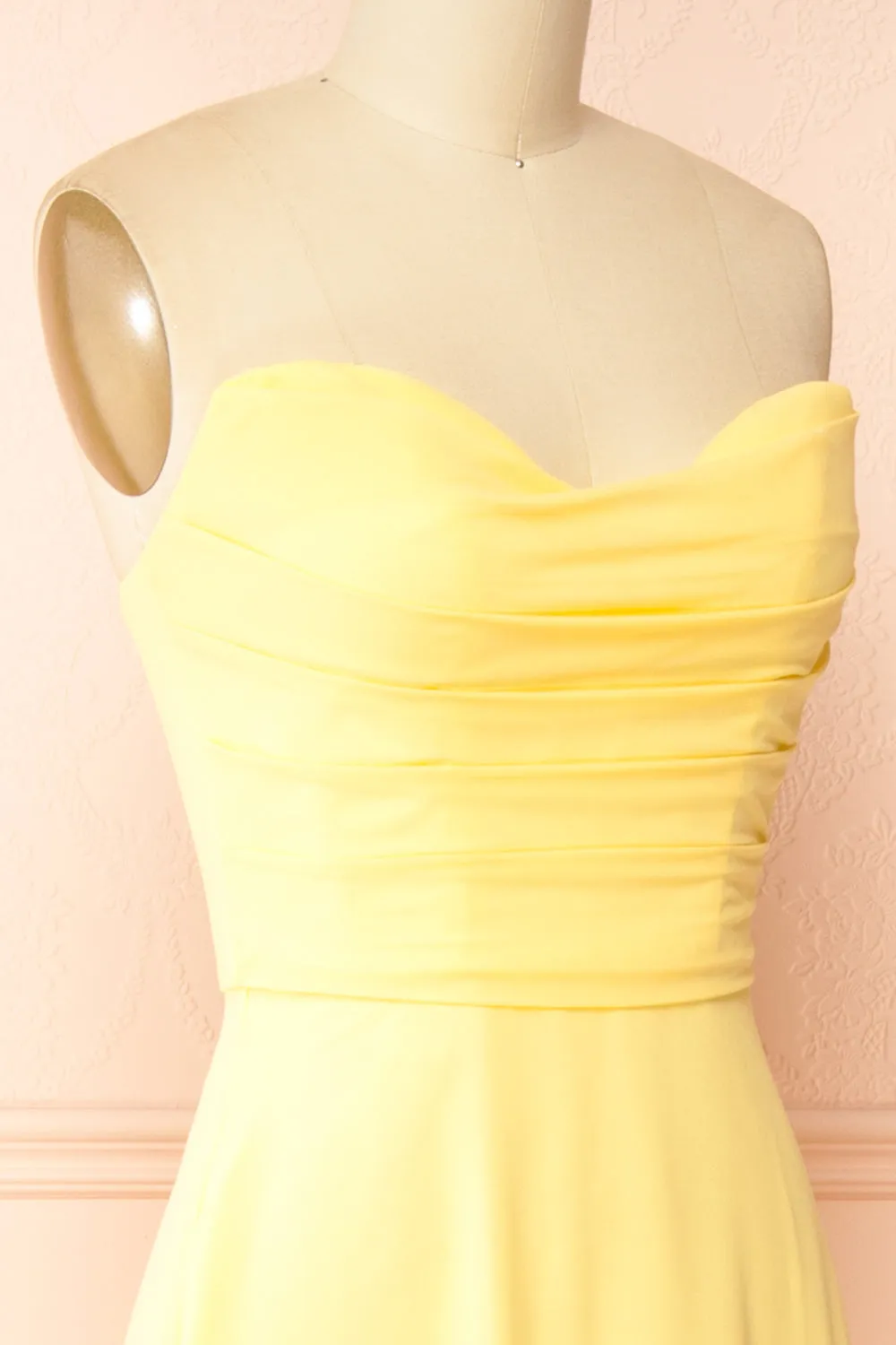 Janie Light Yellow | Chiffon Maxi Dress w/ Neck Scarf