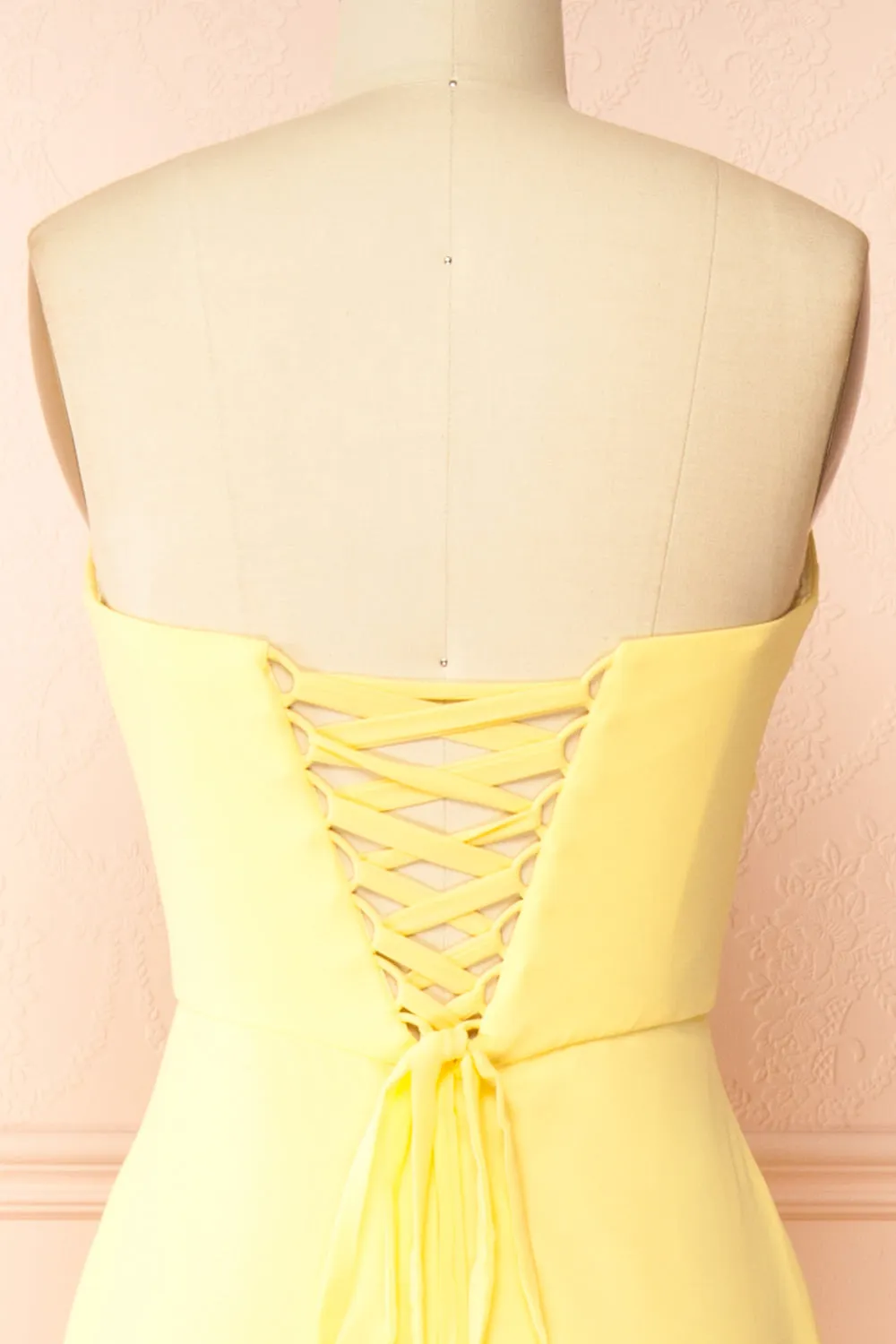 Janie Light Yellow | Chiffon Maxi Dress w/ Neck Scarf