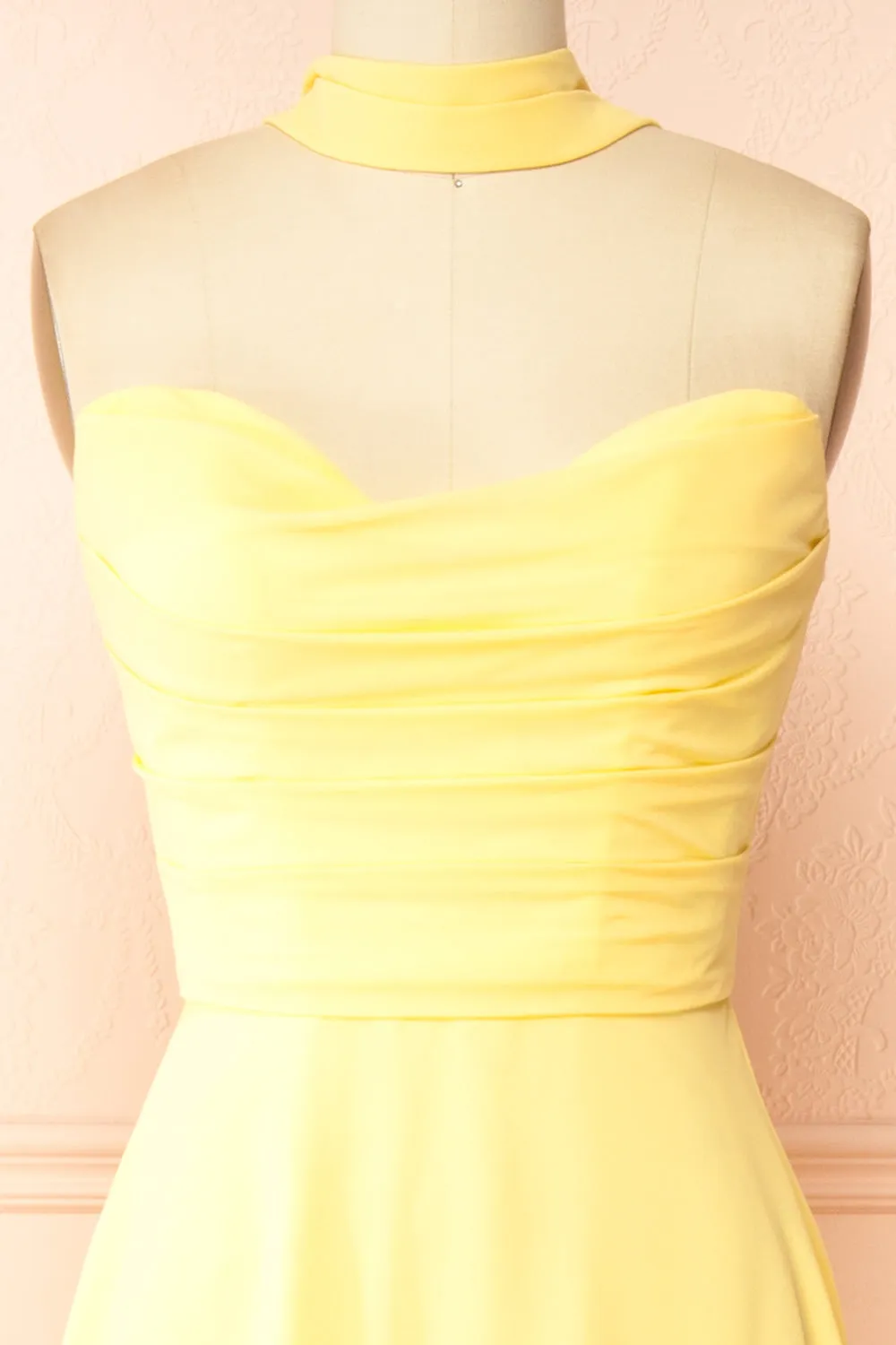Janie Light Yellow | Chiffon Maxi Dress w/ Neck Scarf