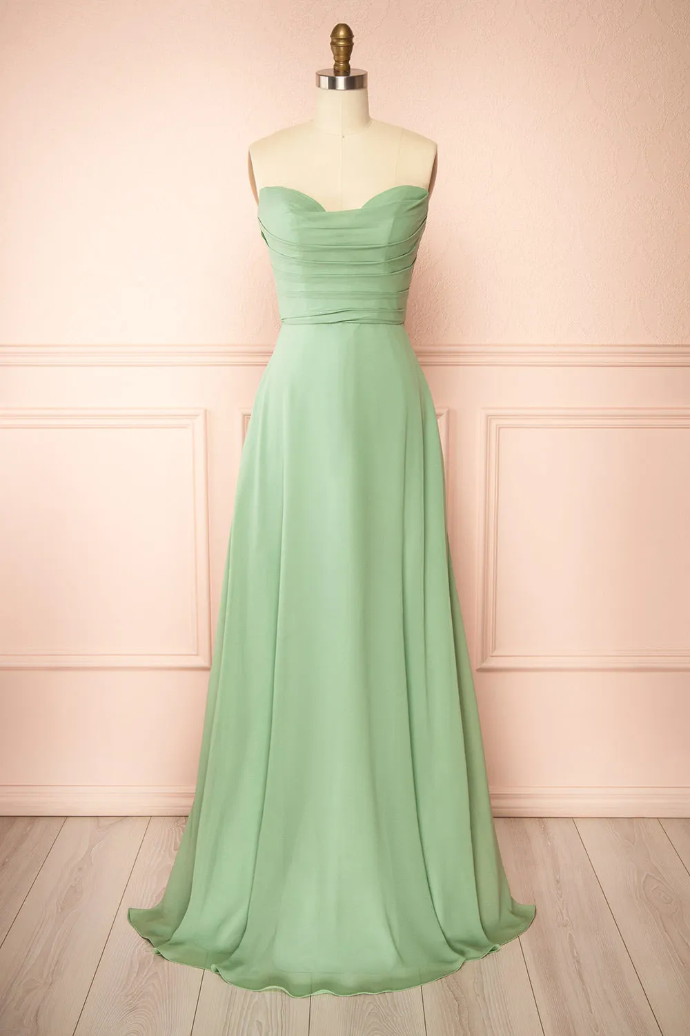 Janie Mint | Chiffon Maxi Dress w/ Neck Scarf