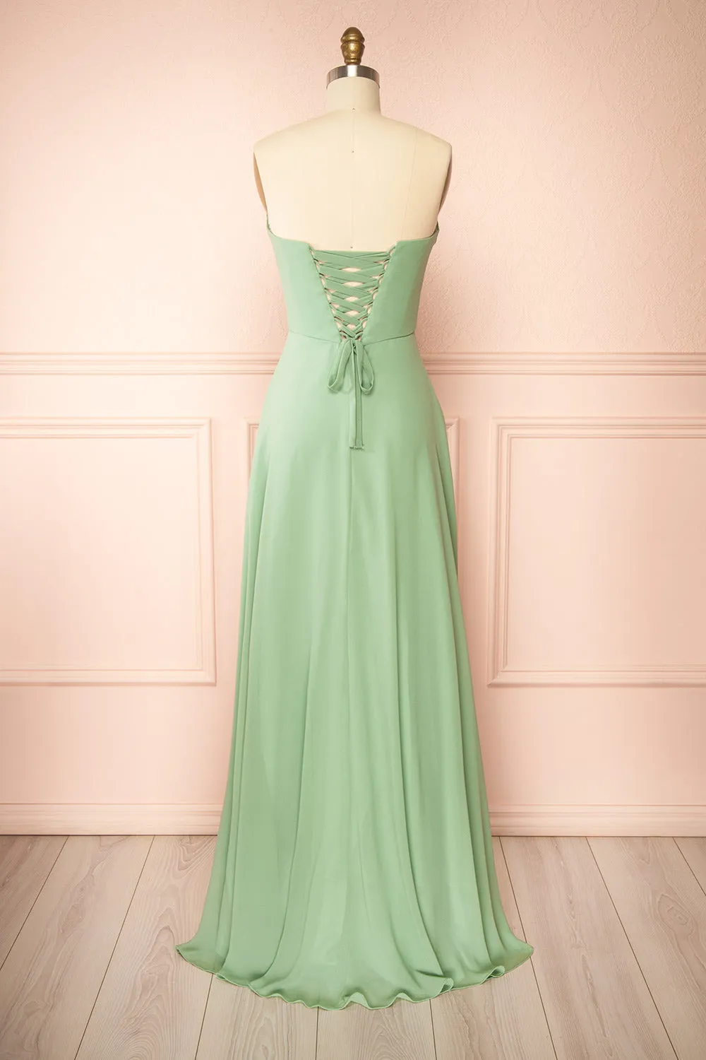 Janie Mint | Chiffon Maxi Dress w/ Neck Scarf